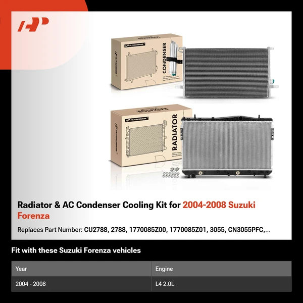 Radiator & AC Condenser Cooling Kit for 2004-2008 Suzuki Forenza
