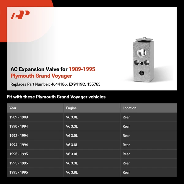 AC Expansion Valve for 1989-1995 Plymouth Grand Voyager
