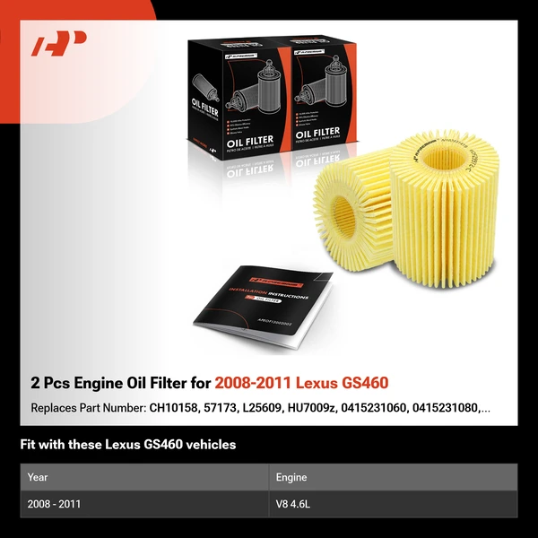 2 Pcs Engine Oil Filter for 2008-2011 Lexus GS460