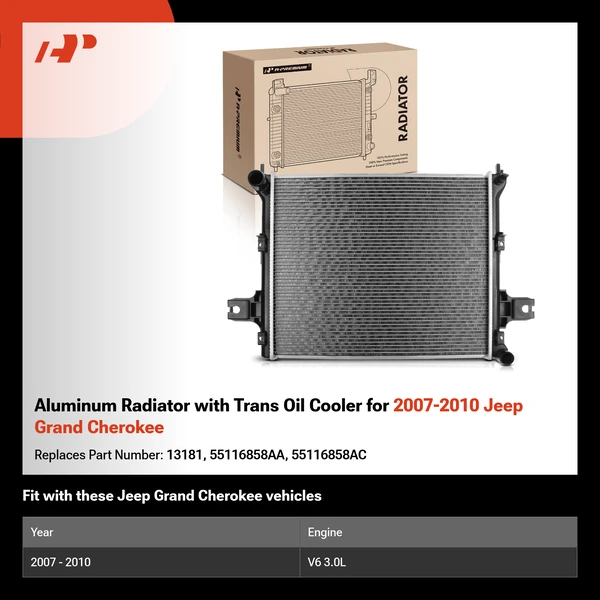 Aluminum Radiator with Trans Oil Cooler for 2007-2010 Jeep Grand Cherokee