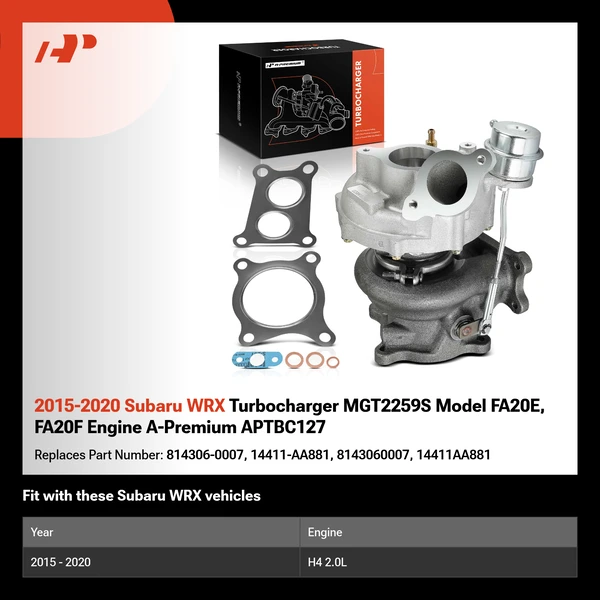 2015-2020 Subaru WRX Turbocharger MGT2259S Model FA20E, FA20F Engine A-Premium APTBC127