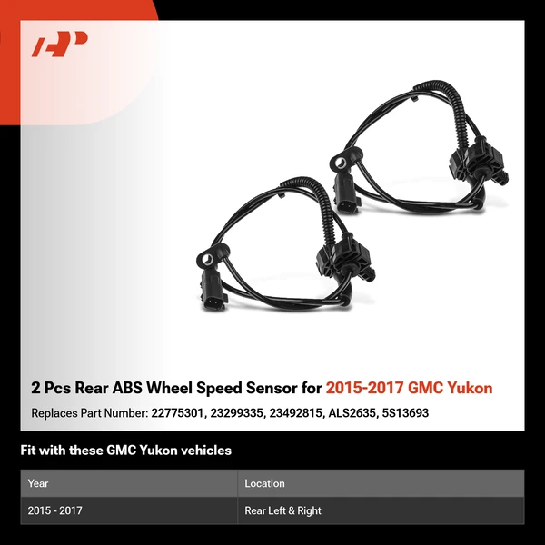2 Pcs Rear ABS Wheel Speed Sensor for 2015-2017 GMC Yukon
