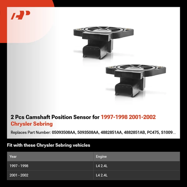 2 Pcs Camshaft Position Sensor for 1997-1998 2001-2002 Chrysler Sebring