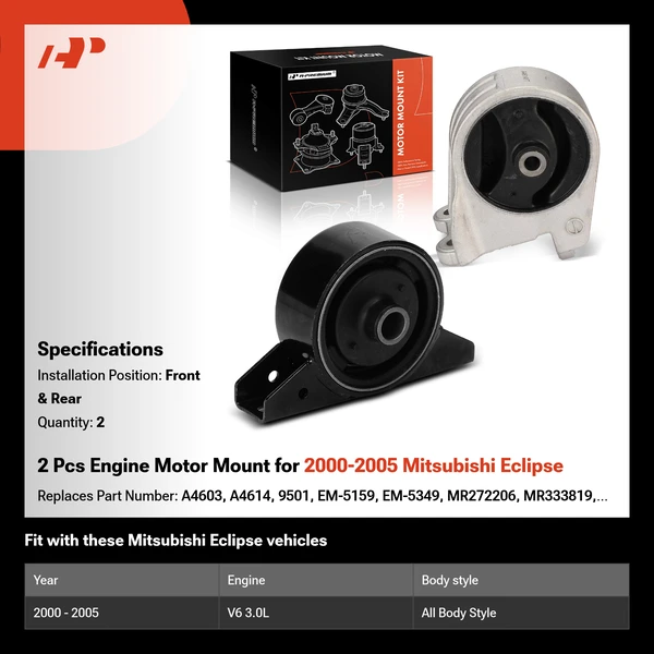 2 Pcs Engine Motor Mount for 2000-2005 Mitsubishi Eclipse