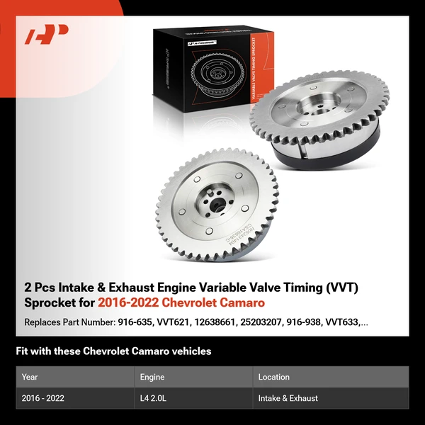 2 Pcs Intake & Exhaust Engine Variable Valve Timing (VVT) Sprocket for 2016-2022 Chevrolet Camaro