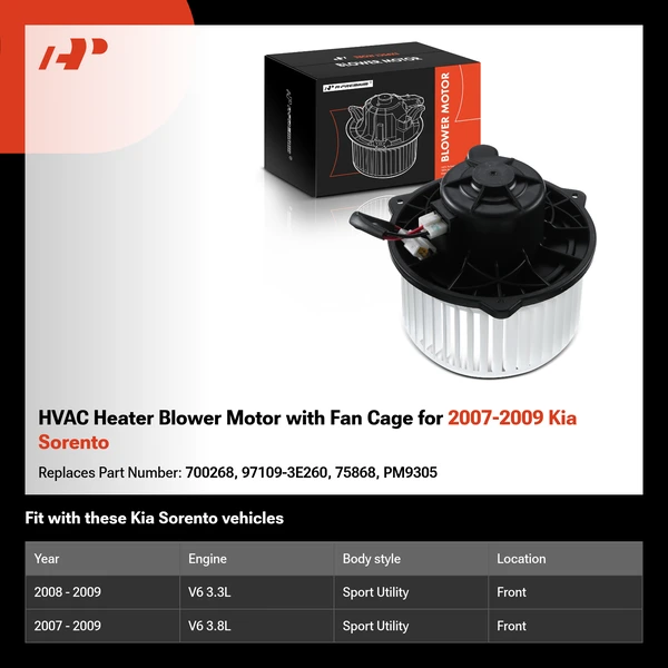 HVAC Heater Blower Motor with Fan Cage for 2007-2009 Kia Sorento