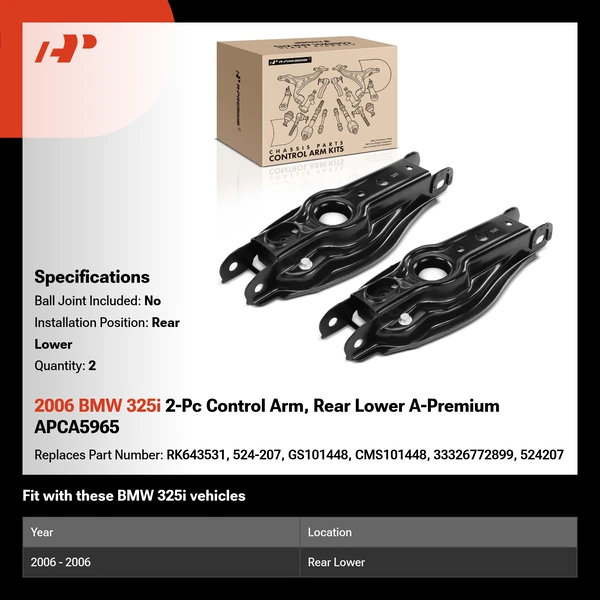 2006 BMW 325i 2-Pc Control Arm, Rear Lower A-Premium APCA5965