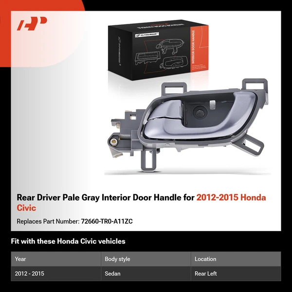 Rear Driver Pale Gray Interior Door Handle for 2012-2015 Honda Civic