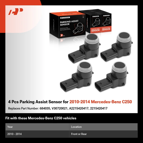 4 Pcs Parking Assist Sensor for 2010-2014 Mercedes-Benz C250