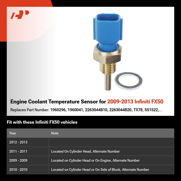 Engine Coolant Temperature Sensor for 2009-2013 Infiniti FX50