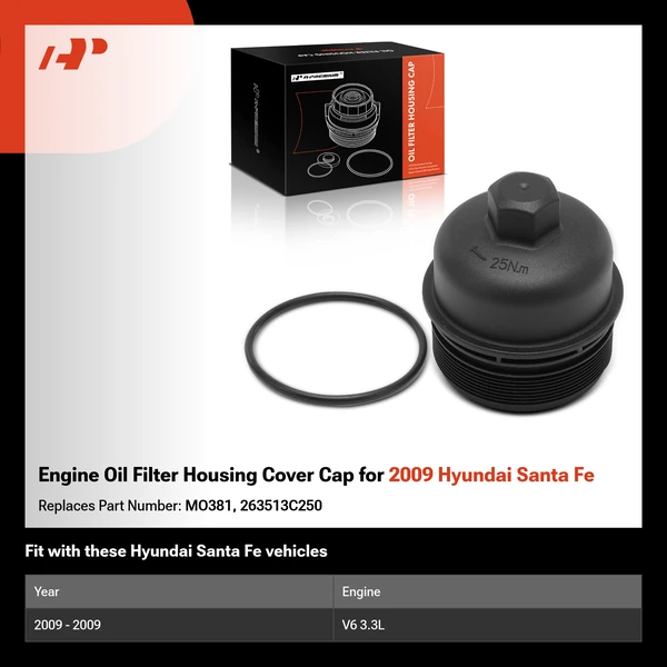 Engine Oil Filter Housing Cover Cap for 2009 Hyundai Santa Fe