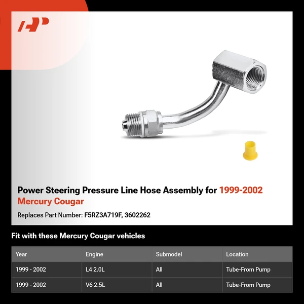 Power Steering Pressure Line Hose Assembly for 1999-2002 Mercury Cougar