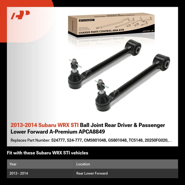2013-2014 Subaru WRX STI Ball Joint Rear Driver & Passenger Lower Forward A-Premium APCA8849