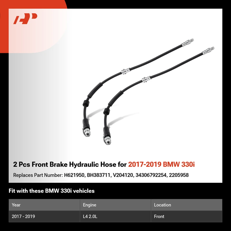 2 Pcs Front Brake Hydraulic Hose for 2017-2019 BMW 330i