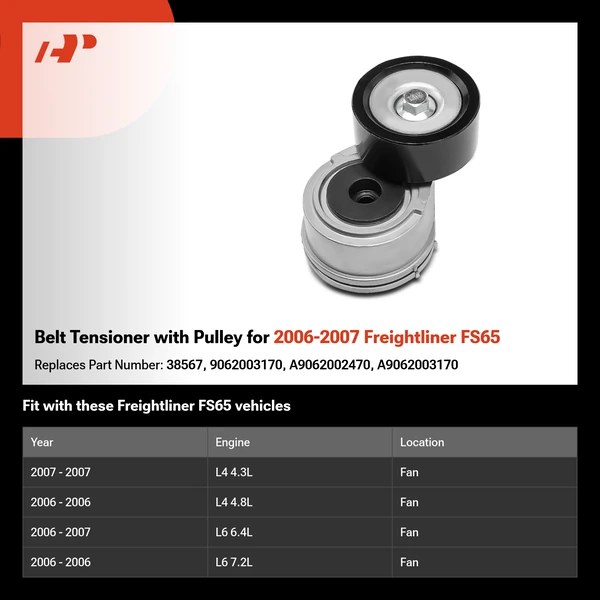 Belt Tensioner with Pulley for 2006-2007 Freightliner FS65