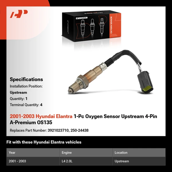 2001-2003 Hyundai Elantra 1-Pc Oxygen Sensor Upstream 4-Pin A-Premium OS135