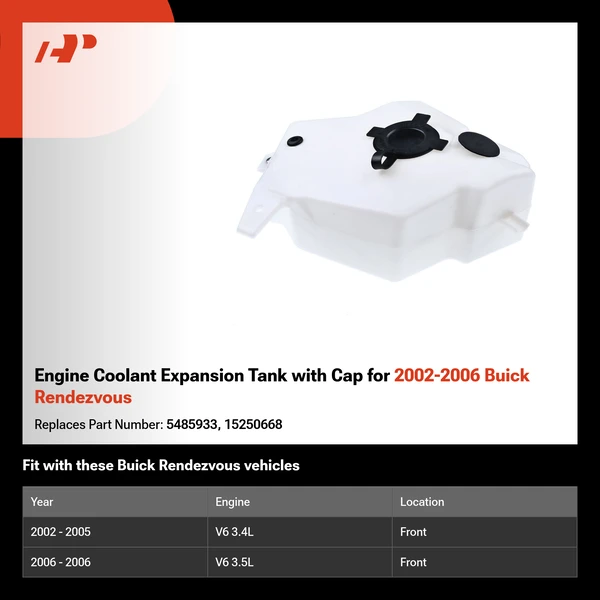 Engine Coolant Expansion Tank with Cap for 2002-2006 Buick Rendezvous
