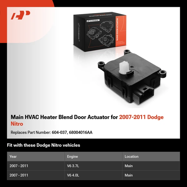 Main HVAC Heater Blend Door Actuator for 2007-2011 Dodge Nitro