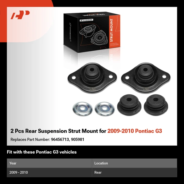 2 Pcs Rear Suspension Strut Mount for 2009-2010 Pontiac G3