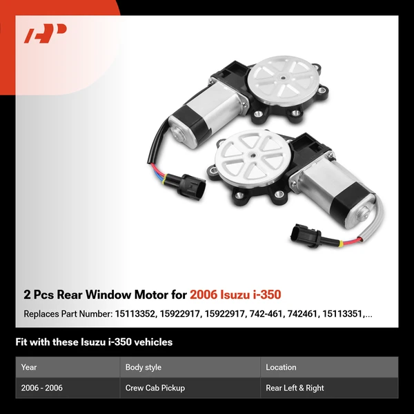 2 Pcs Rear Window Motor for 2006 Isuzu i-350