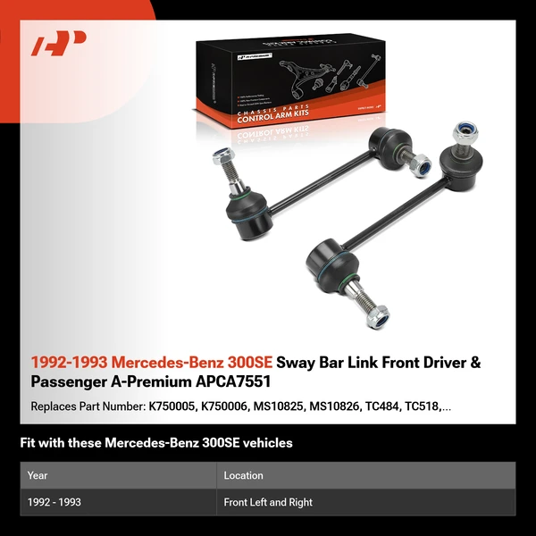 1992-1993 Mercedes-Benz 300SE Sway Bar Link Front Driver & Passenger A-Premium APCA7551