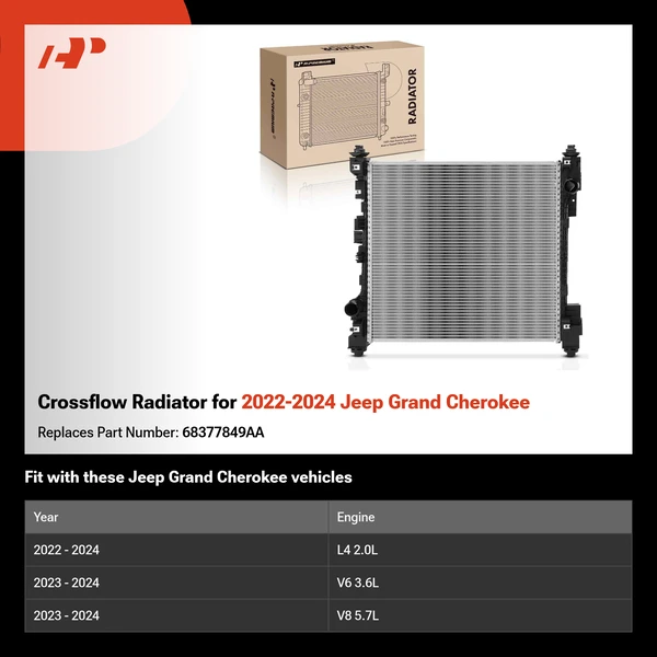 Crossflow Radiator for 2022-2024 Jeep Grand Cherokee