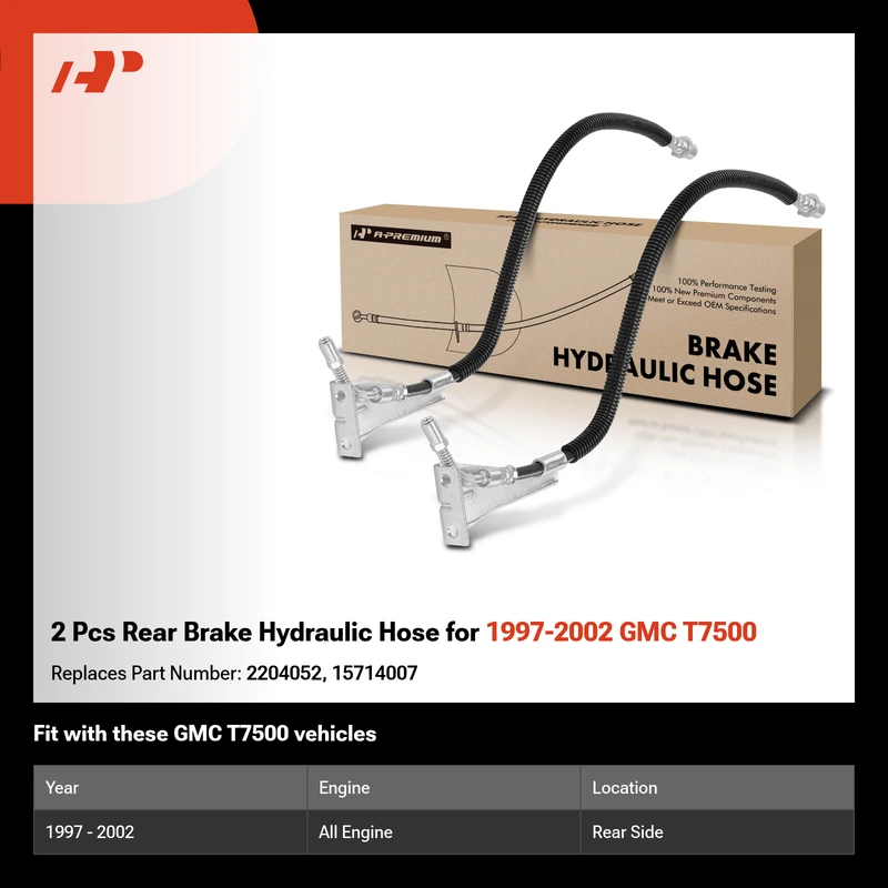 2 Pcs Rear Brake Hydraulic Hose for 1997-2002 GMC T7500