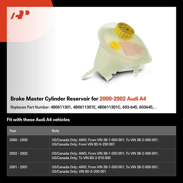 Brake Master Cylinder Reservoir for 2000-2002 Audi A4