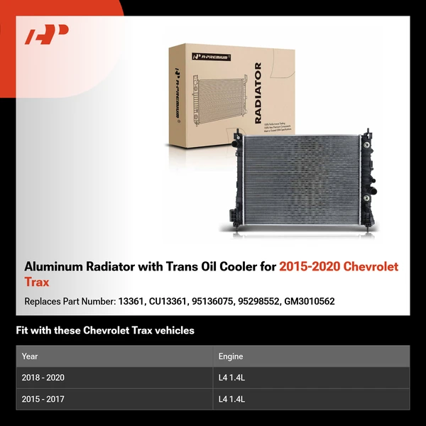 Aluminum Radiator with Trans Oil Cooler for 2015-2020 Chevrolet Trax
