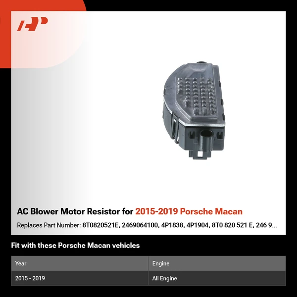 AC Blower Motor Resistor for 2015-2019 Porsche Macan