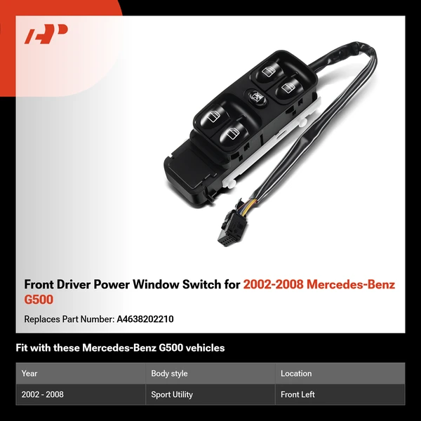 Front Driver Power Window Switch for 2002-2008 Mercedes-Benz G500