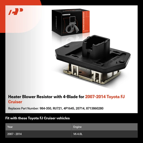 Heater Blower Resistor with 4-Blade for 2007-2014 Toyota FJ Cruiser