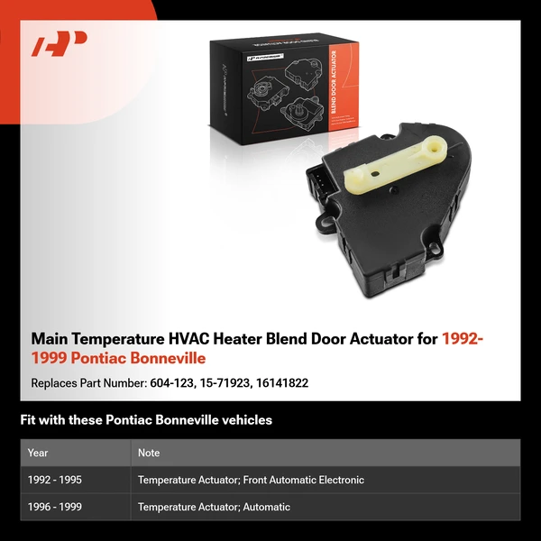 Main Temperature HVAC Heater Blend Door Actuator for 1992-1999 Pontiac Bonneville
