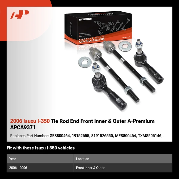 2006 Isuzu i-350 Tie Rod End Front Inner & Outer A-Premium APCA9371