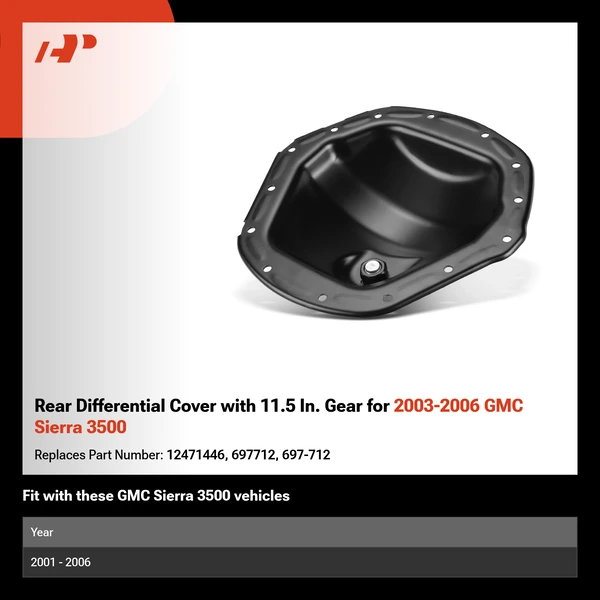 Rear Differential Cover with 11.5 In. Gear for 2003-2006 GMC Sierra 3500