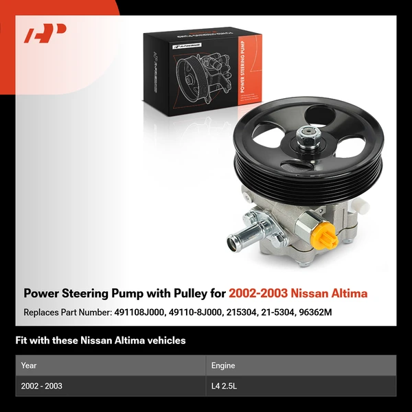 Power Steering Pump with Pulley for 2002-2003 Nissan Altima