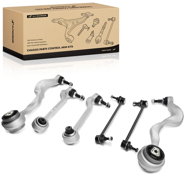 2006-2010 BMW 323i A Set of 6 Control Arm and Sway Bar Link Kit Front Side A-Premium APCA3012