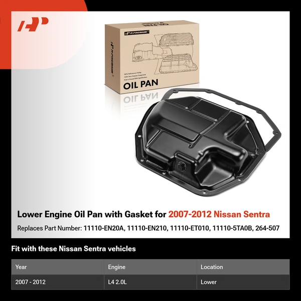 Lower Engine Oil Pan with Gasket for 2007-2012 Nissan Sentra