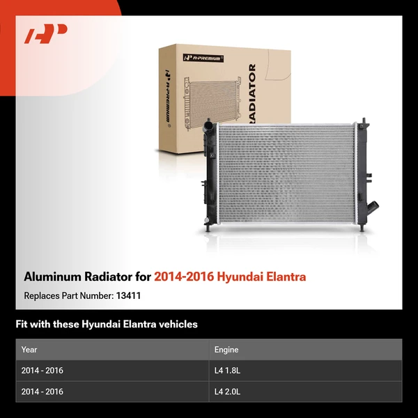 Aluminum Radiator for 2014-2016 Hyundai Elantra
