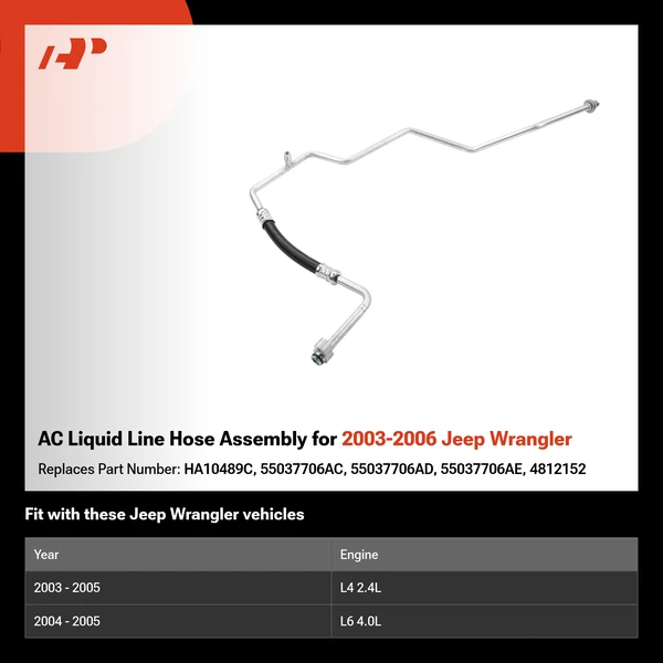 AC Liquid Line Hose Assembly for 2003-2006 Jeep Wrangler