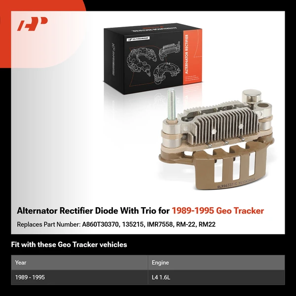 Alternator Rectifier Diode With Trio for 1989-1995 Geo Tracker