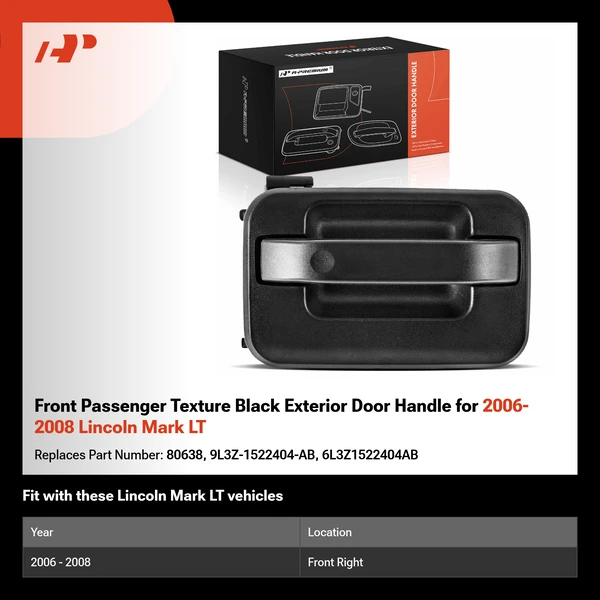 Front Passenger Texture Black Exterior Door Handle for 2006-2008 Lincoln Mark LT
