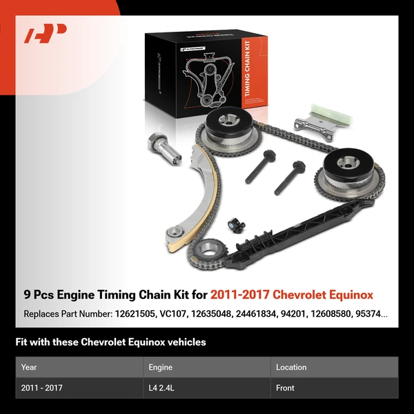9 Pcs Engine Timing Chain Kit for 2011-2017 Chevrolet Equinox