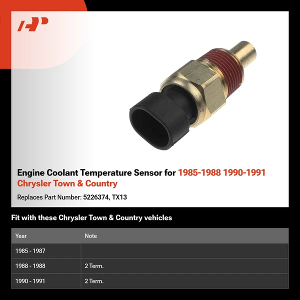 Engine Coolant Temperature Sensor for 1985-1988 1990-1991 Chrysler Town & Country