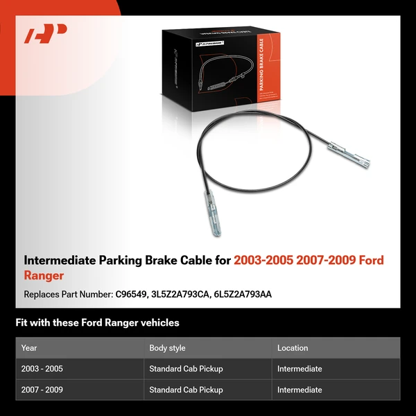 Intermediate Parking Brake Cable for 2003-2005 2007-2009 Ford Ranger
