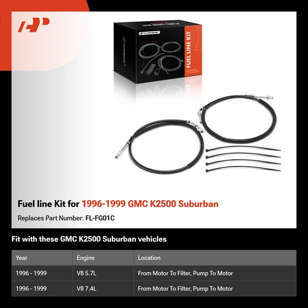 Fuel line Kit for 1996-1999 GMC K2500 Suburban
