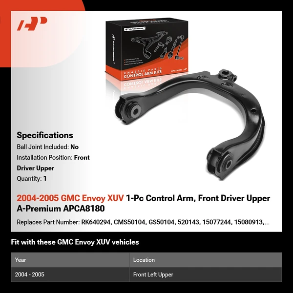 2004-2005 GMC Envoy XUV 1-Pc Control Arm, Front Driver Upper A-Premium APCA8180