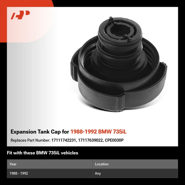 Expansion Tank Cap for 1988-1992 BMW 735iL