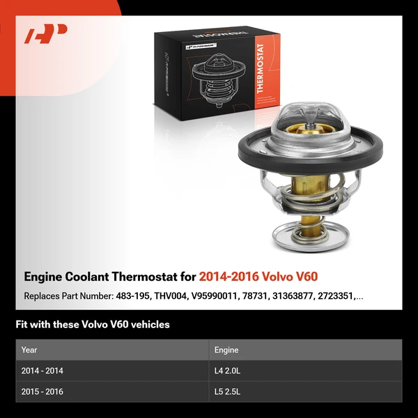 Engine Coolant Thermostat for 2014-2016 Volvo V60