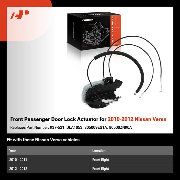 Front Passenger Door Lock Actuator for 2010-2012 Nissan Versa